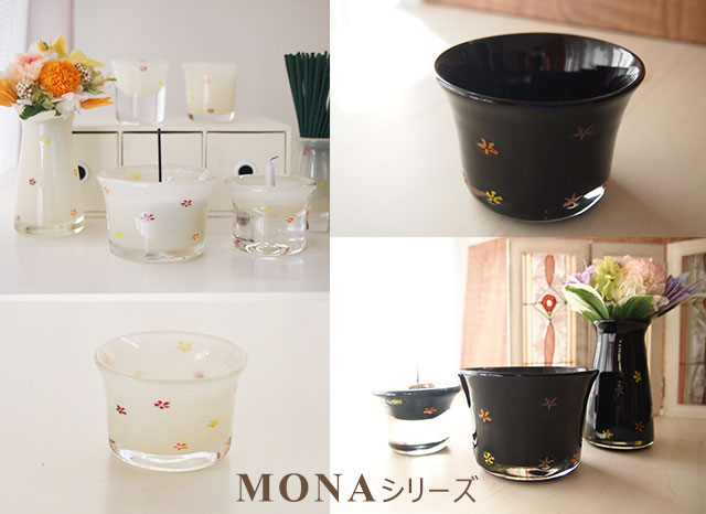 赤ちゃんの仏具 かわいいおしゃれなガラス仏具セット 3点 ブラック お花 送料無料
